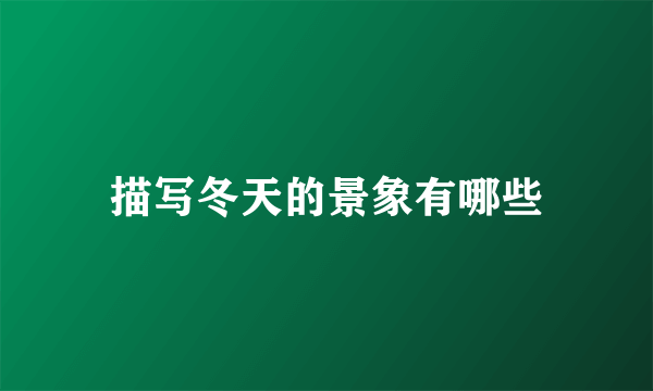 描写冬天的景象有哪些