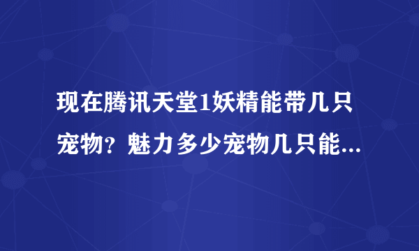 现在腾讯天堂1妖精能带几只宠物？魅力多少宠物几只能一次列出来么？ 还有魅妖初期加点和后期点数怎么分配？