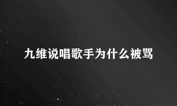 九维说唱歌手为什么被骂