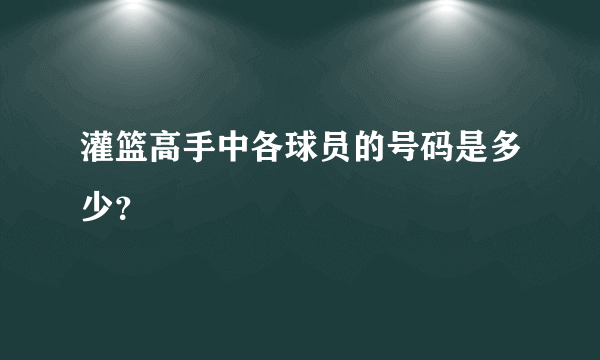 灌篮高手中各球员的号码是多少？