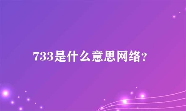 733是什么意思网络？