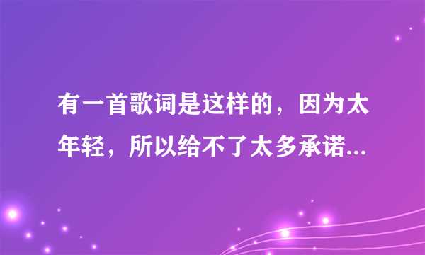 有一首歌词是这样的，因为太年轻，所以给不了太多承诺，是什么歌曲