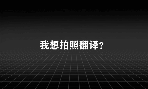 我想拍照翻译？