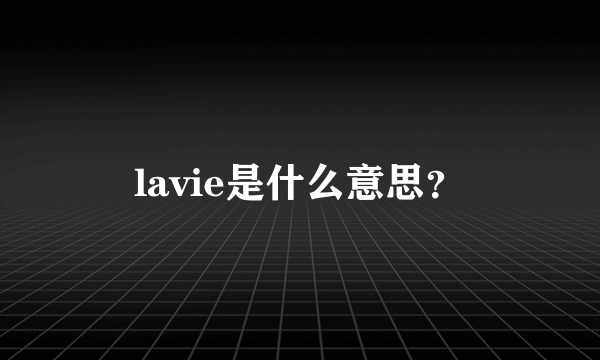 lavie是什么意思？