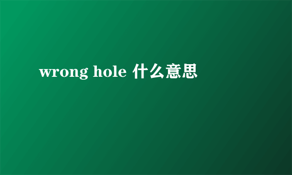 wrong hole 什么意思