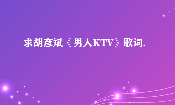 求胡彦斌《男人KTV》歌词.