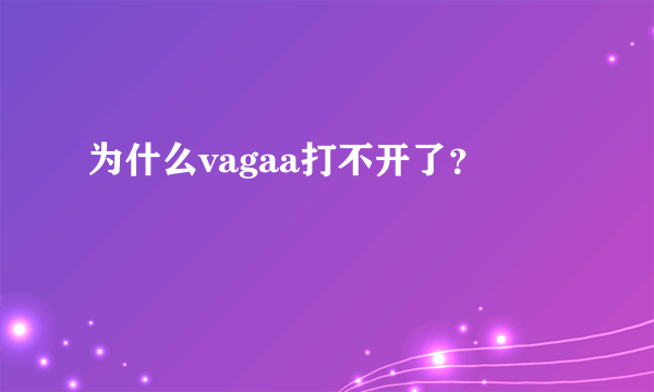 为什么vagaa打不开了？
