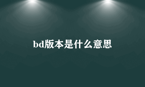 bd版本是什么意思