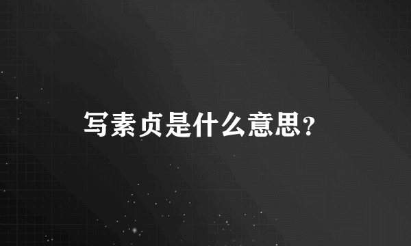 写素贞是什么意思？