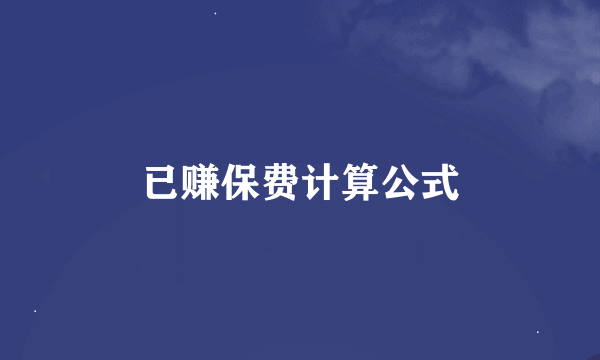 已赚保费计算公式