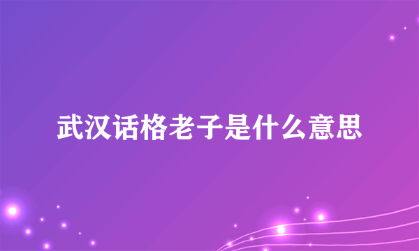 武汉话格老子是什么意思