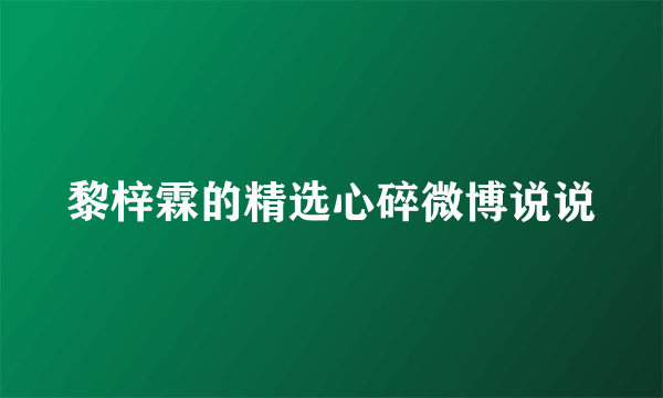 黎梓霖的精选心碎微博说说