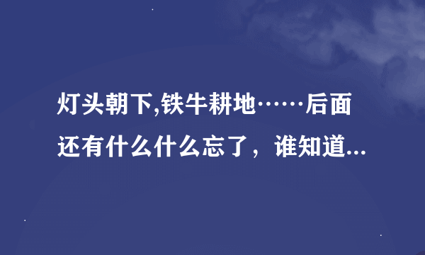 灯头朝下,铁牛耕地……后面还有什么什么忘了，谁知道这是谁说的？？