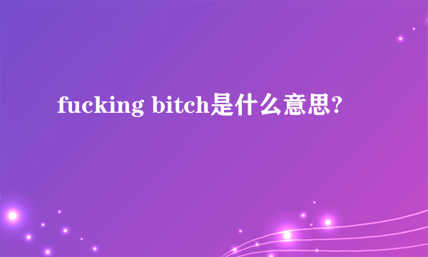fucking bitch是什么意思?