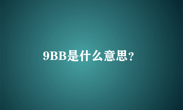 9BB是什么意思？