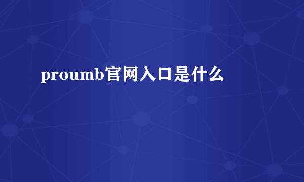 proumb官网入口是什么