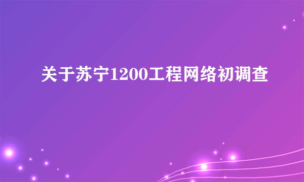 关于苏宁1200工程网络初调查