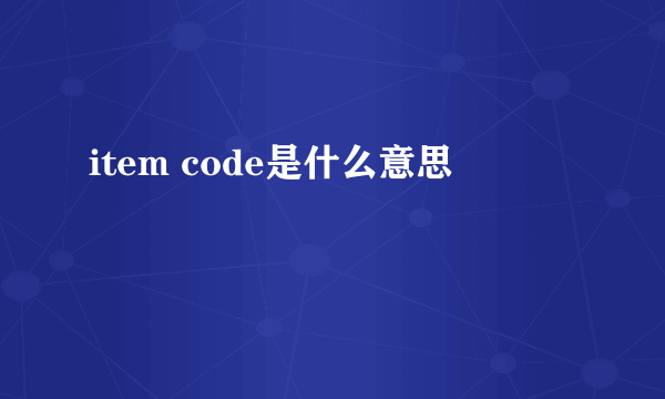 item code是什么意思
