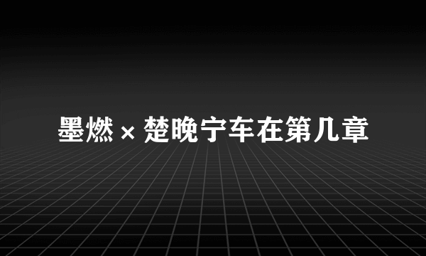 墨燃×楚晚宁车在第几章