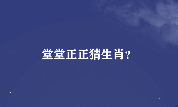 堂堂正正猜生肖？