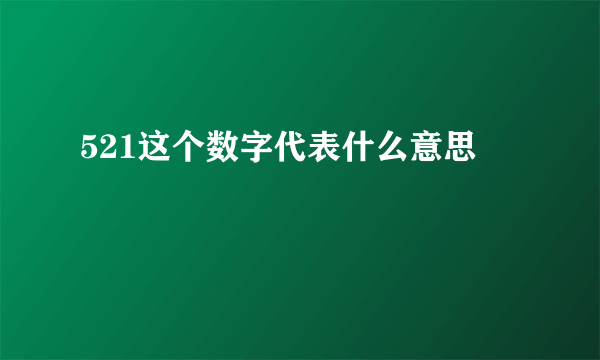 521这个数字代表什么意思