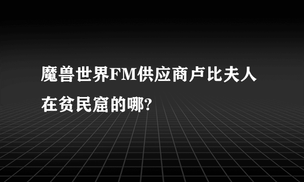 魔兽世界FM供应商卢比夫人在贫民窟的哪?