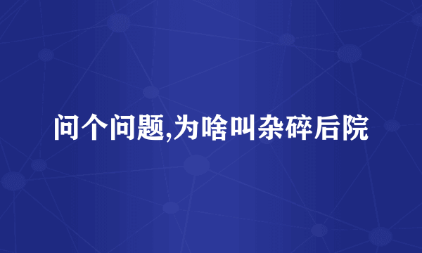 问个问题,为啥叫杂碎后院