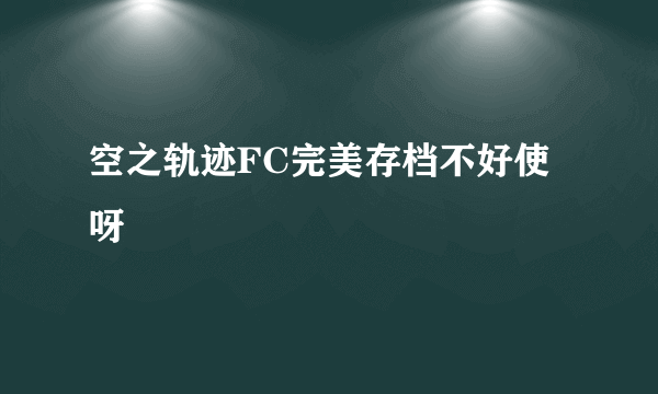 空之轨迹FC完美存档不好使呀