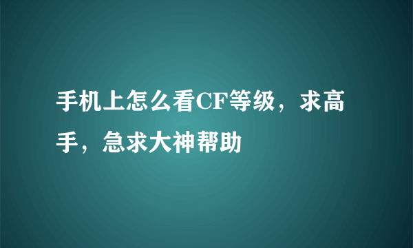 手机上怎么看CF等级，求高手，急求大神帮助