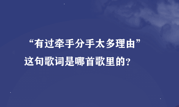 “有过牵手分手太多理由” 这句歌词是哪首歌里的？