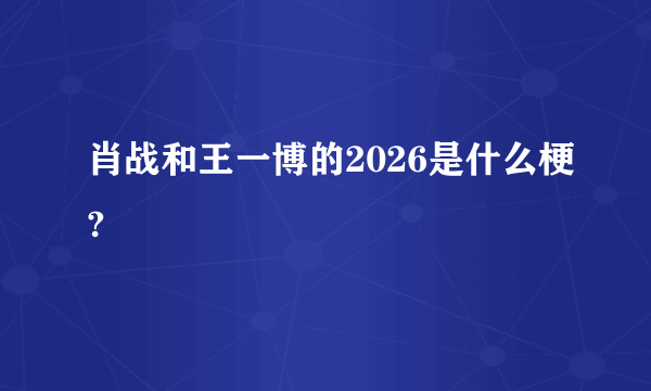 肖战和王一博的2026是什么梗?