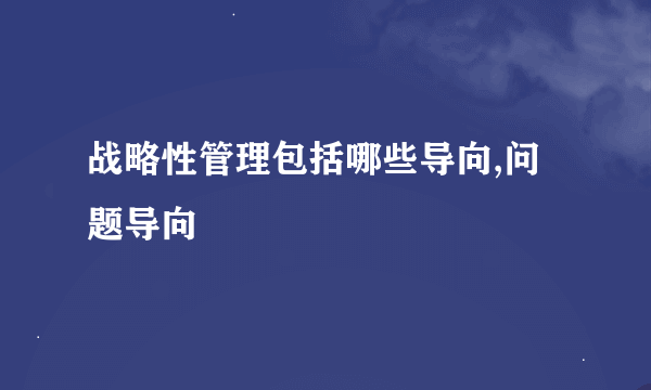 战略性管理包括哪些导向,问题导向