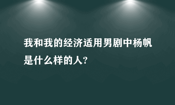 我和我的经济适用男剧中杨帆是什么样的人?