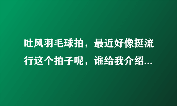 吐风羽毛球拍,最近好像挺流行这个拍子呢,谁给我介绍介绍啊?