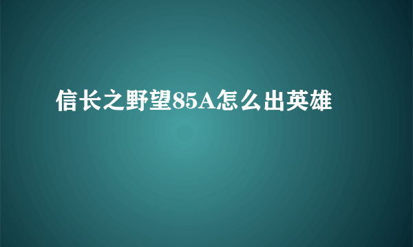 信长之野望85A怎么出英雄