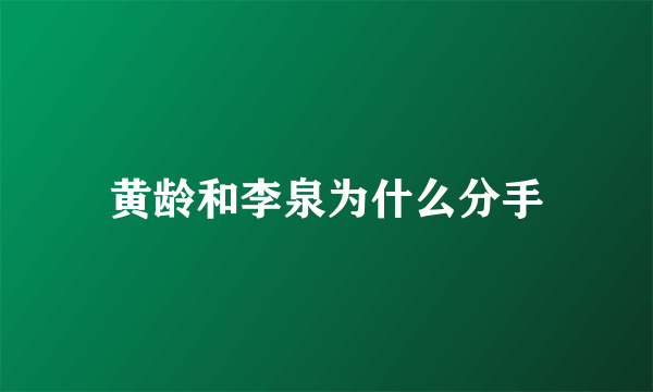 黄龄和李泉为什么分手