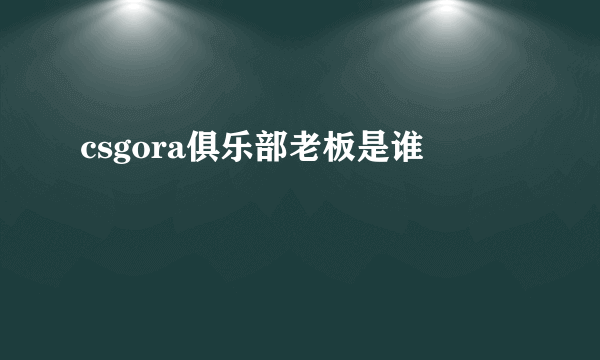 csgora俱乐部老板是谁