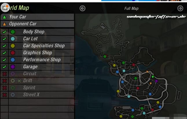 极品飞车8隐藏商店/赛事怎样找到?