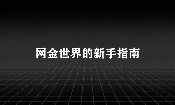 网金世界的新手指南