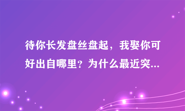 待你长发盘丝盘起，我娶你可好出自哪里？为什么最近突然火了？