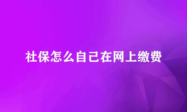 社保怎么自己在网上缴费