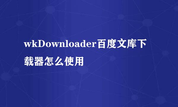 wkDownloader百度文库下载器怎么使用
