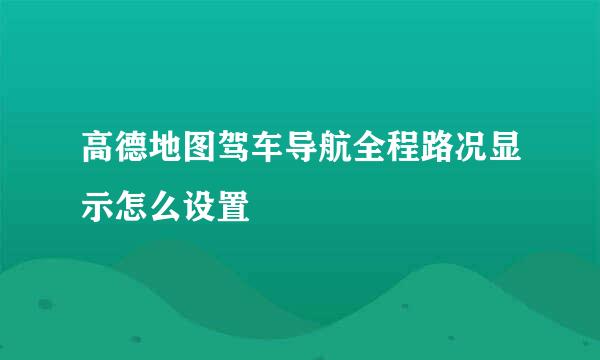 高德地图驾车导航全程路况显示怎么设置