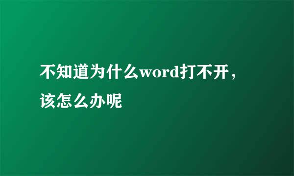 不知道为什么word打不开，该怎么办呢
