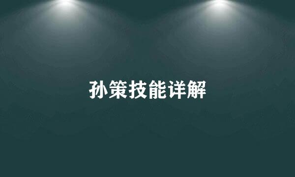 孙策技能详解