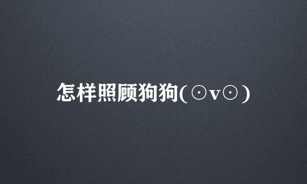 怎样照顾狗狗(⊙v⊙)