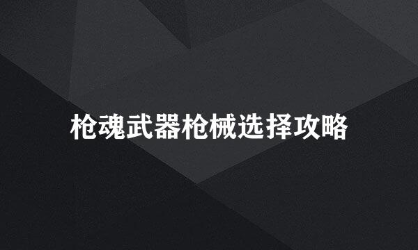 枪魂武器枪械选择攻略