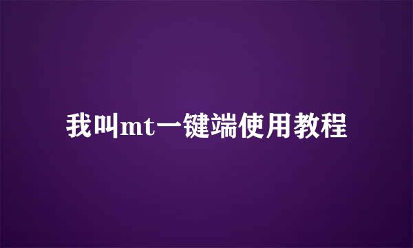 我叫mt一键端使用教程