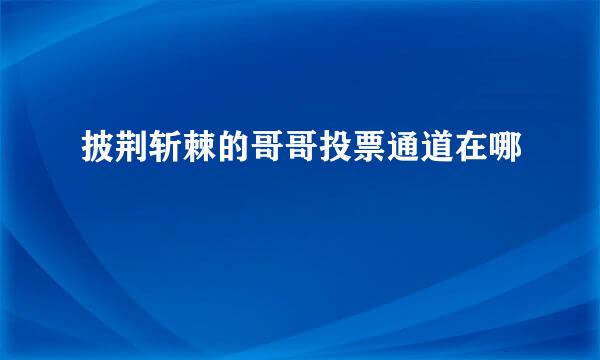 披荆斩棘的哥哥投票通道在哪