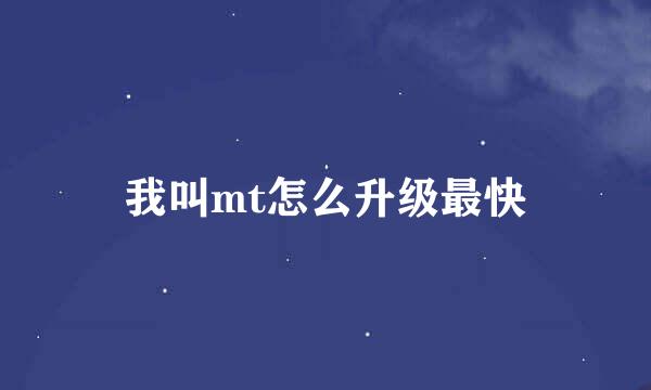 我叫mt怎么升级最快
